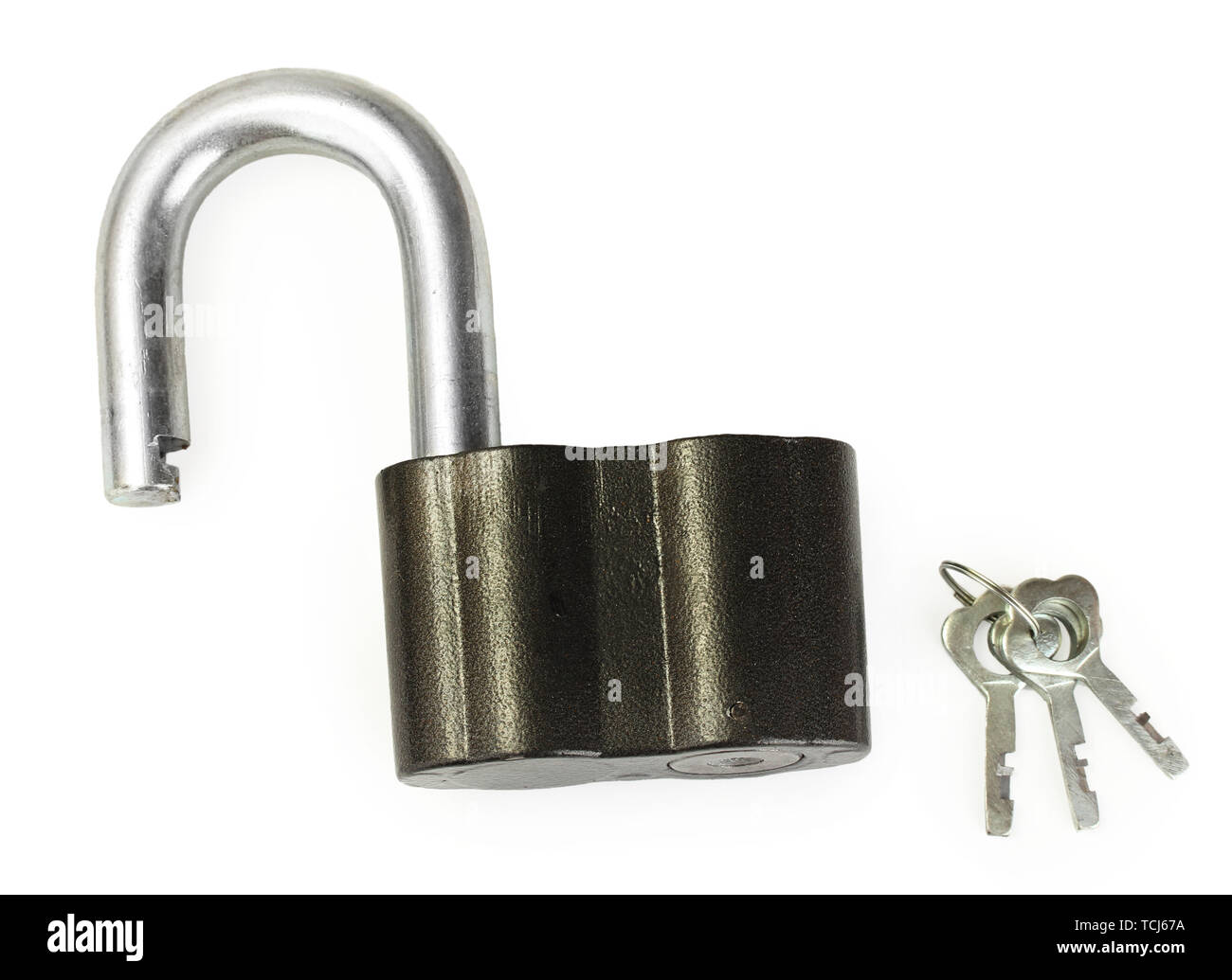 old padlock with keys isolated on white background Stock Photo - Alamy