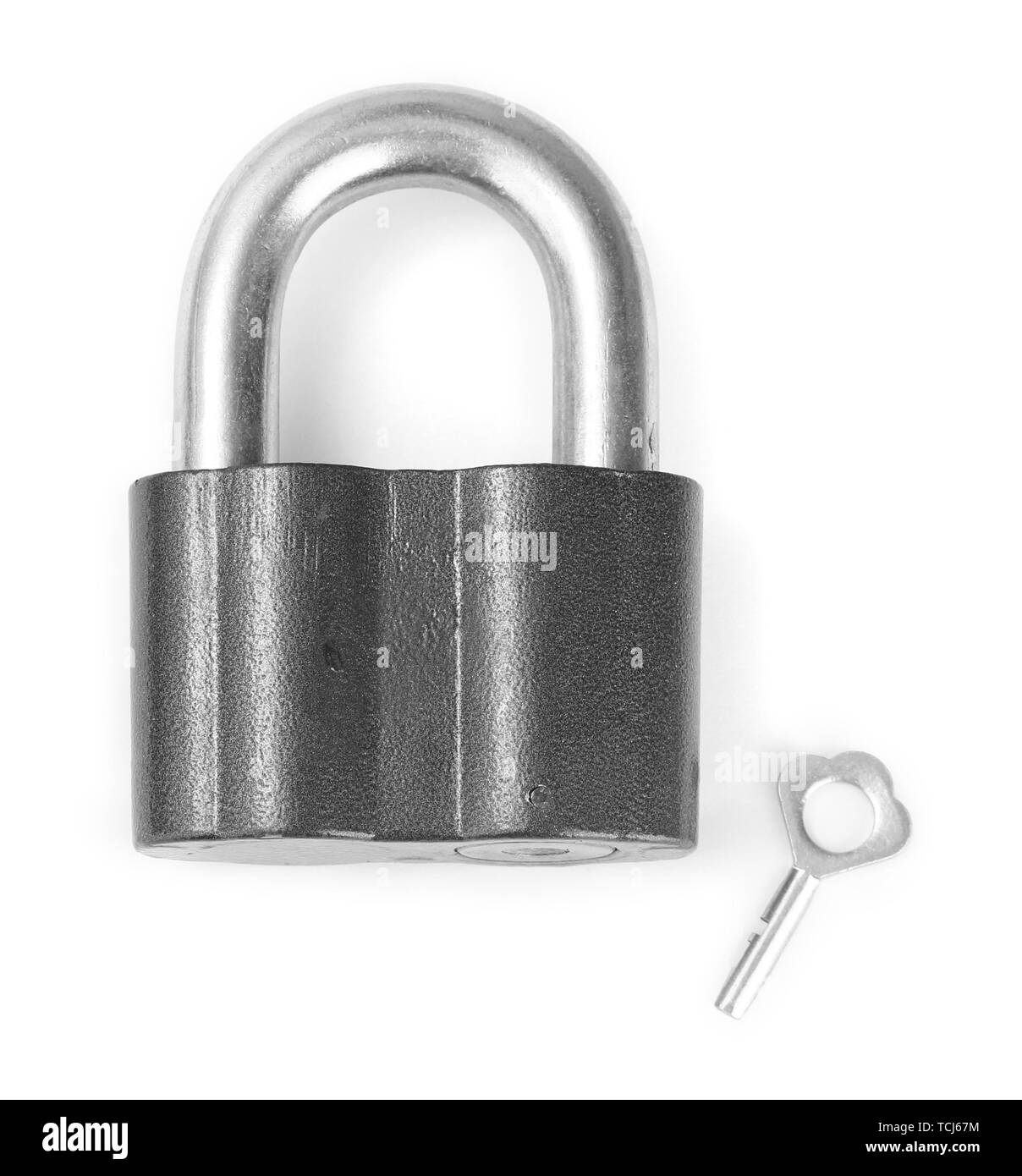 old padlock with key isolated on white background Stock Photo - Alamy