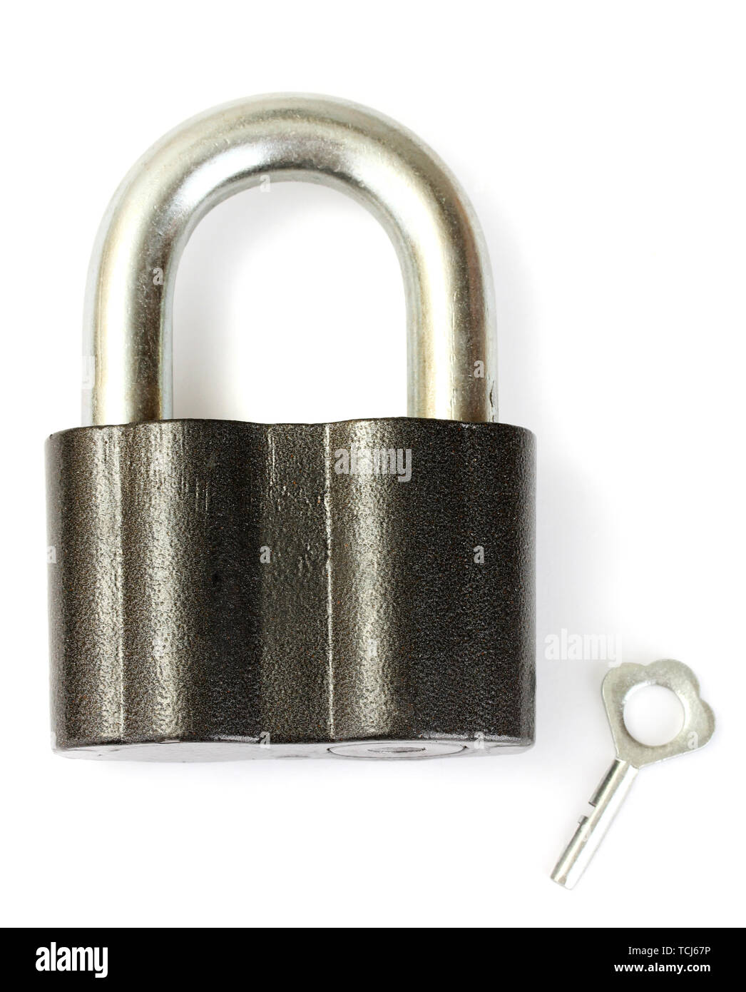 old padlock with key isolated on white background Stock Photo - Alamy