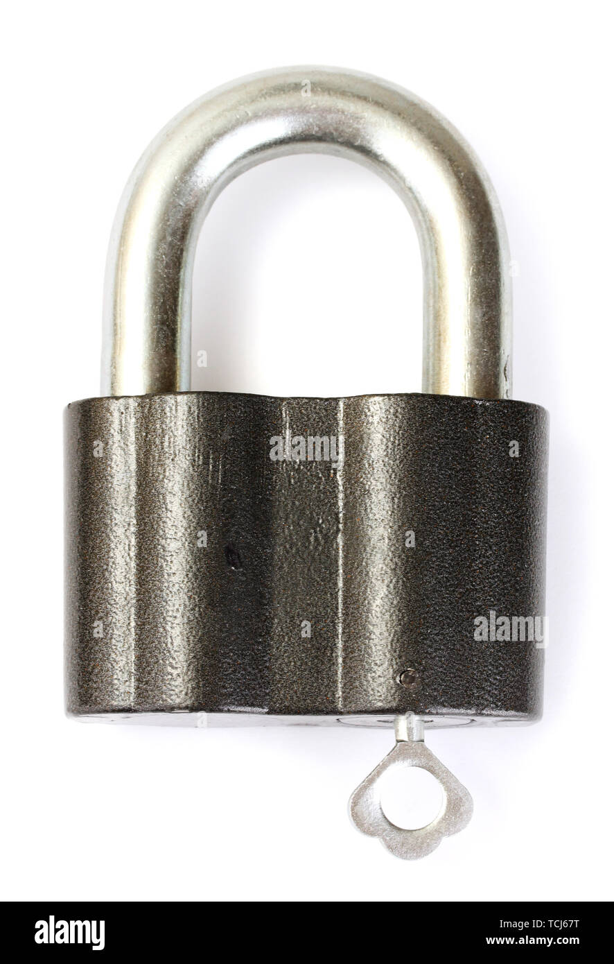 old padlock with key isolated on white background Stock Photo - Alamy