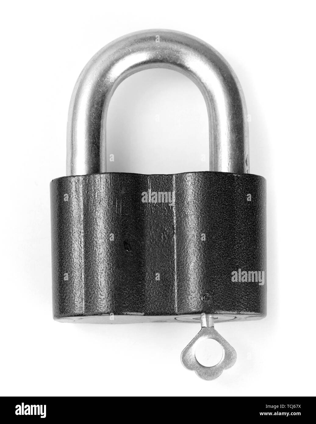 old padlock with key isolated on white background Stock Photo - Alamy