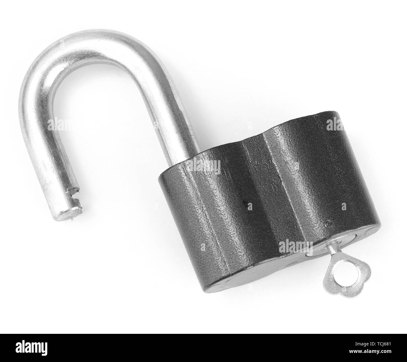 old padlock with key isolated on white background Stock Photo - Alamy