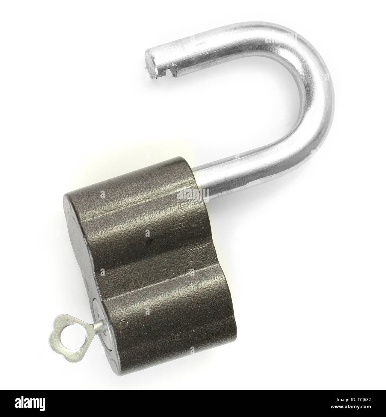 old padlock with key isolated on white background Stock Photo - Alamy