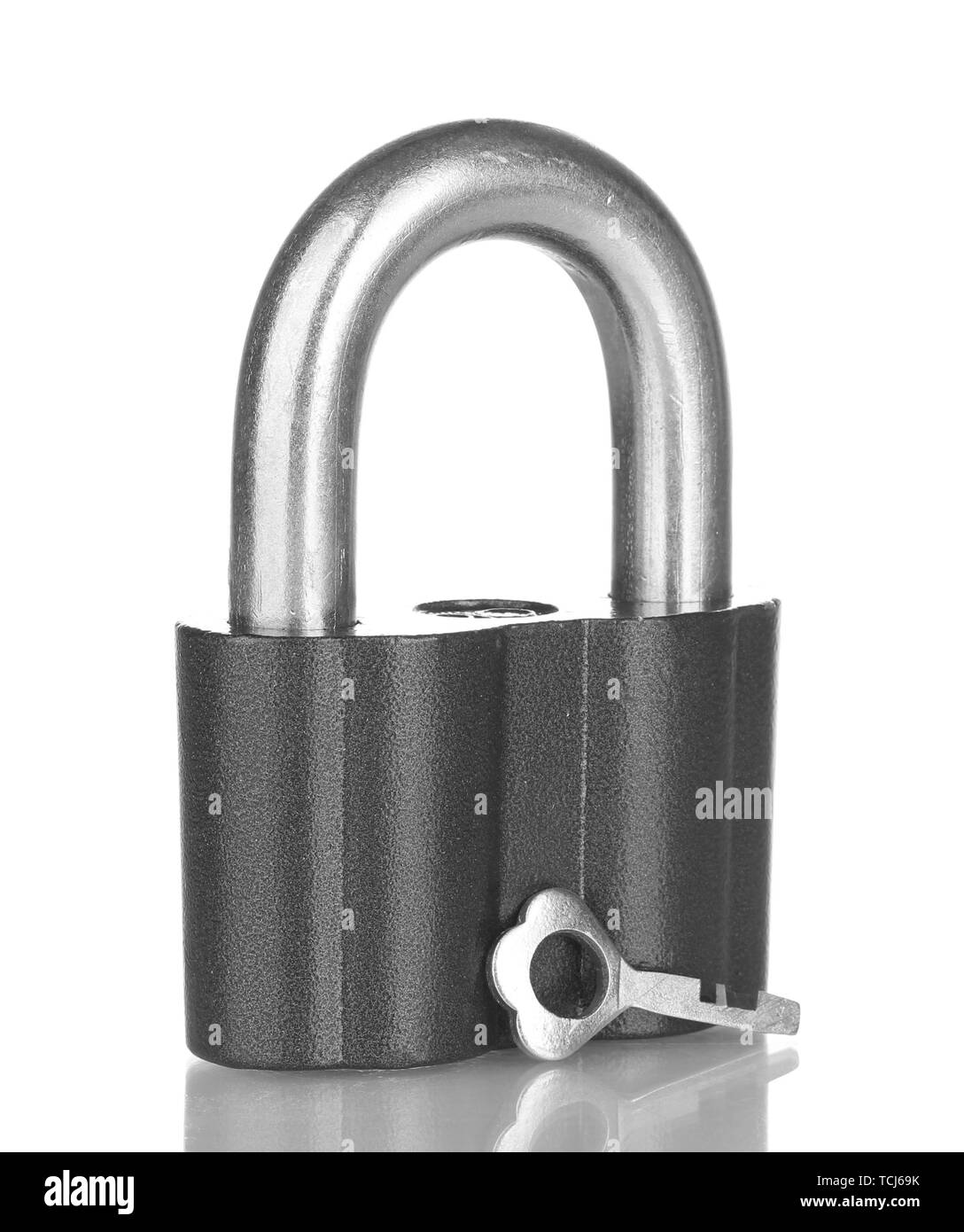 old padlock with key isolated on white background Stock Photo - Alamy
