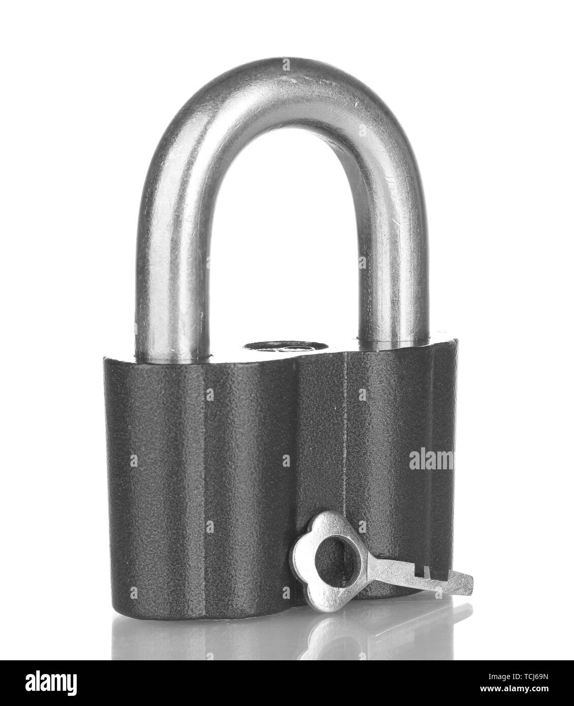 old padlock with key isolated on white background Stock Photo - Alamy