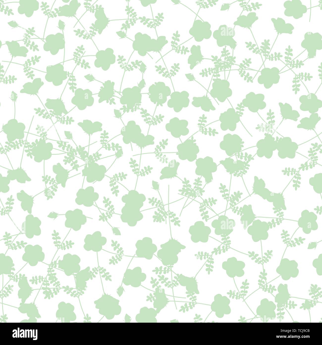 Green Flower Seamless on White Background. Vector Illustration Stock ...