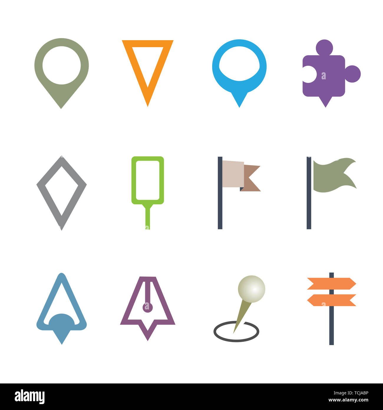 GPS Map Pointer Set Isolated Vector - Gps Map Pointer Set Isolated Vector Illustration Icon Map Pin Concept Symbol On White Background TCJABP 