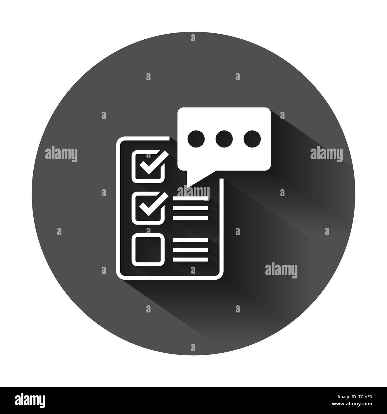 Checklist document sign icon in flat style. Survey vector illustration ...
