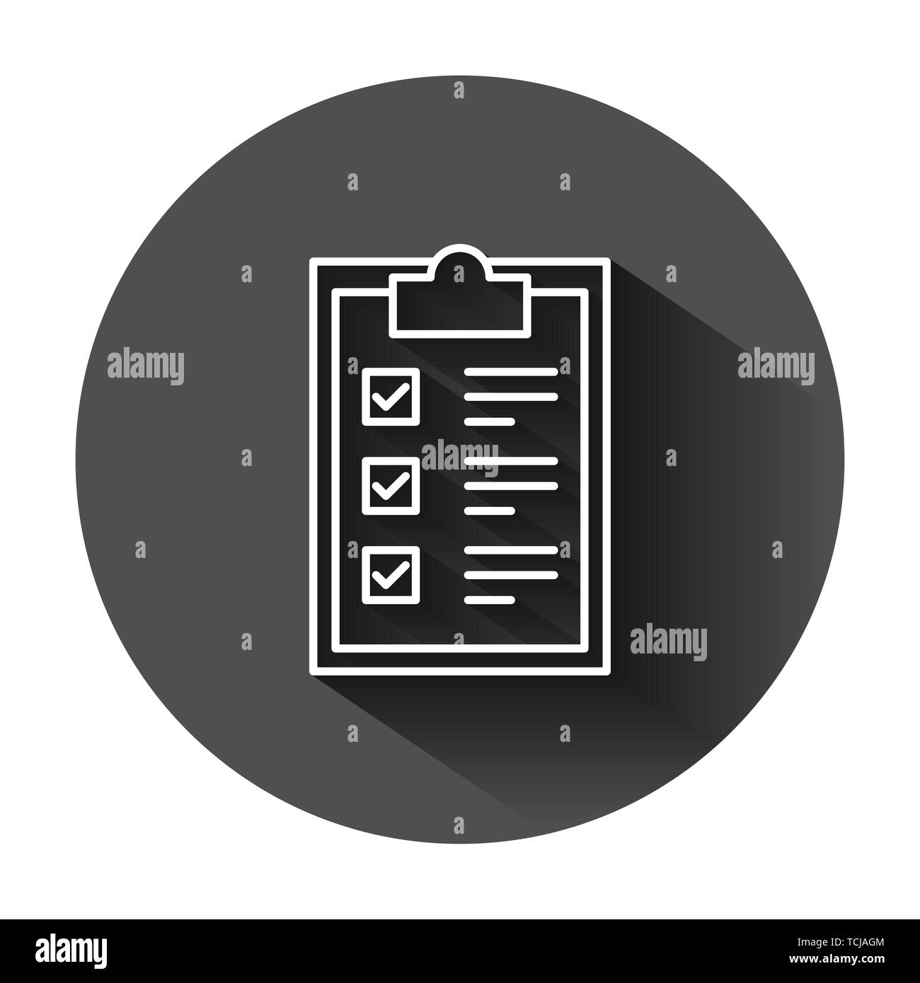 Checklist clipboard sign icon in flat style. Document list vector ...
