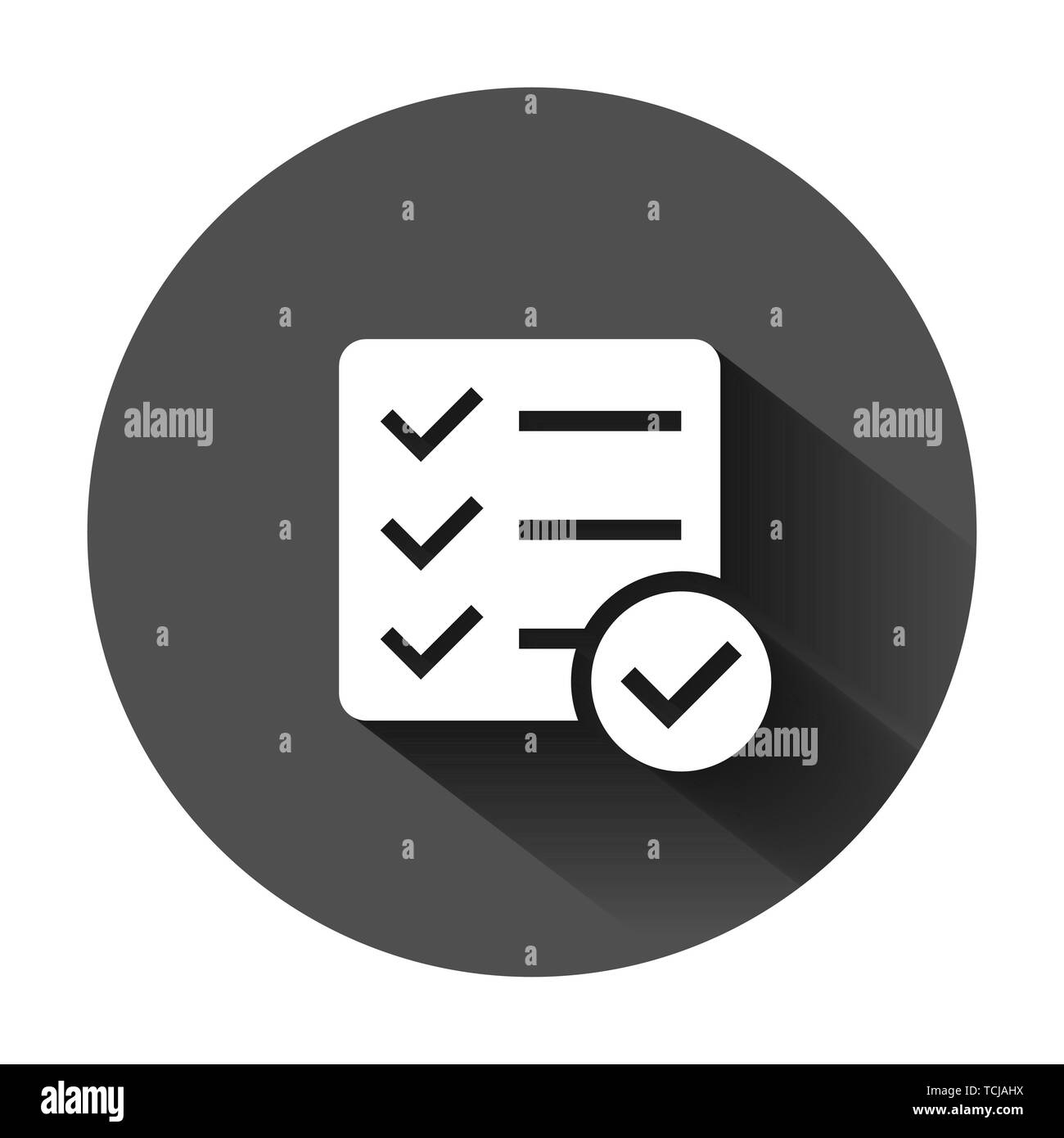 Checklist document sign icon in flat style. Survey vector illustration ...