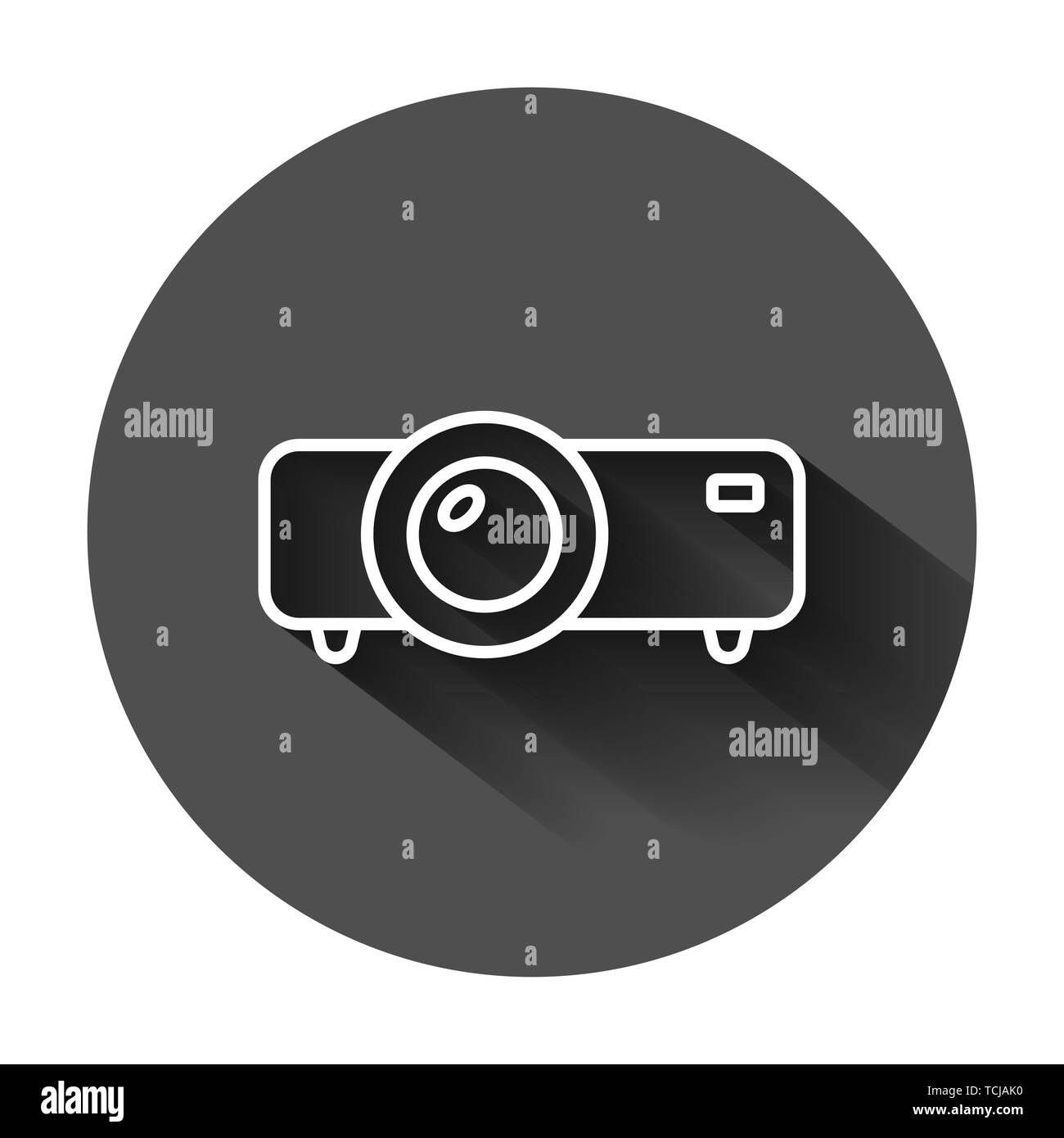 Video projector sign icon in flat style. Cinema presentation device ...