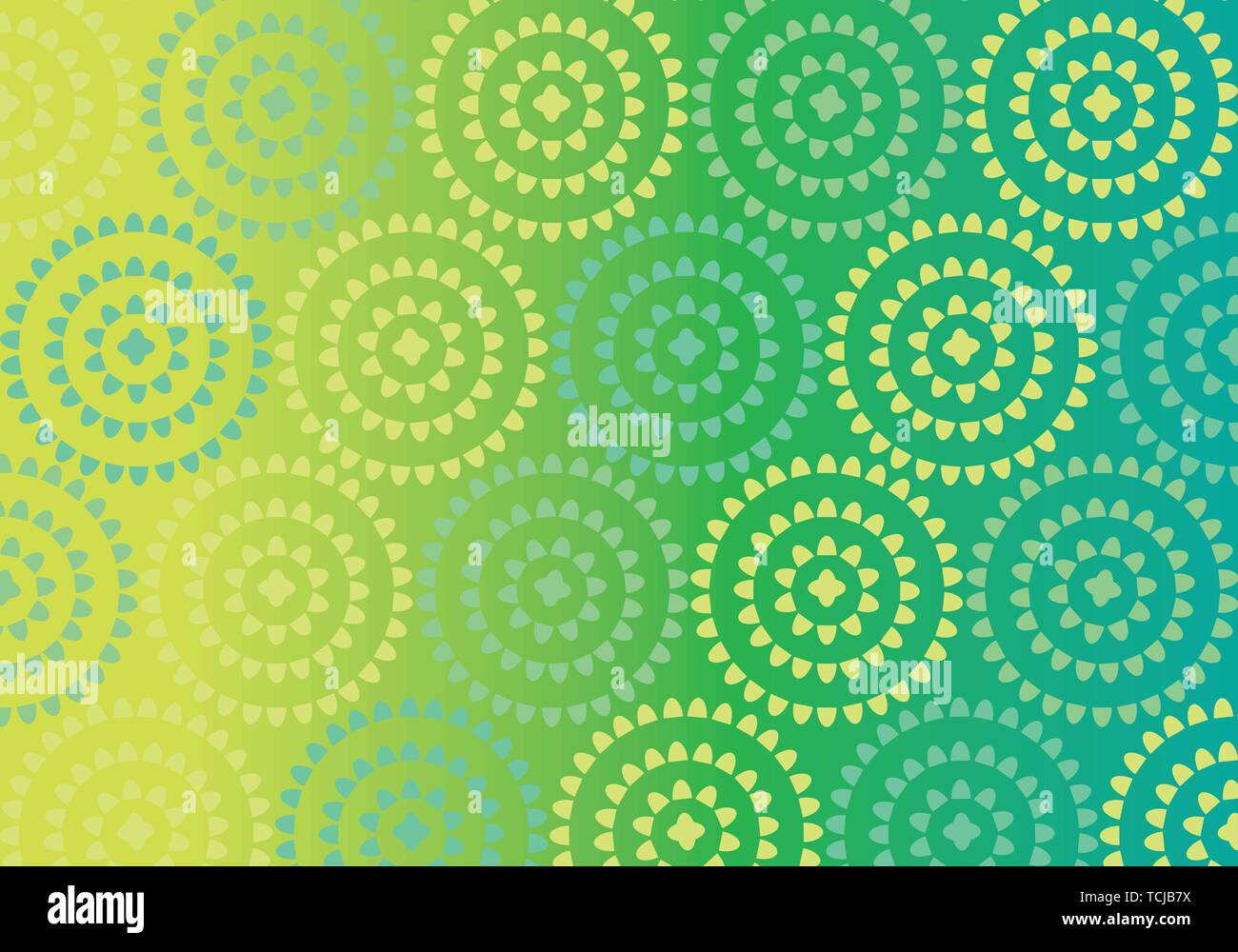 Yoga mat yellow and green circle vector pattern Stock Vector