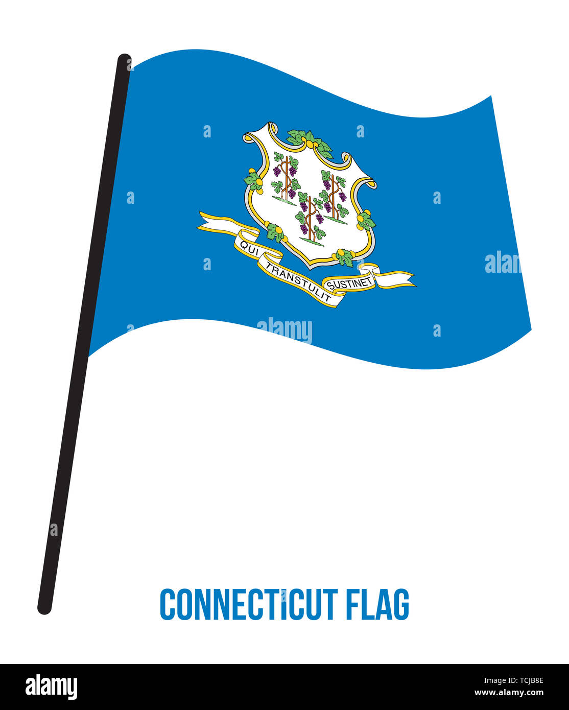 Connecticut (U.S. State) Flag Waving Vector Illustration on White ...