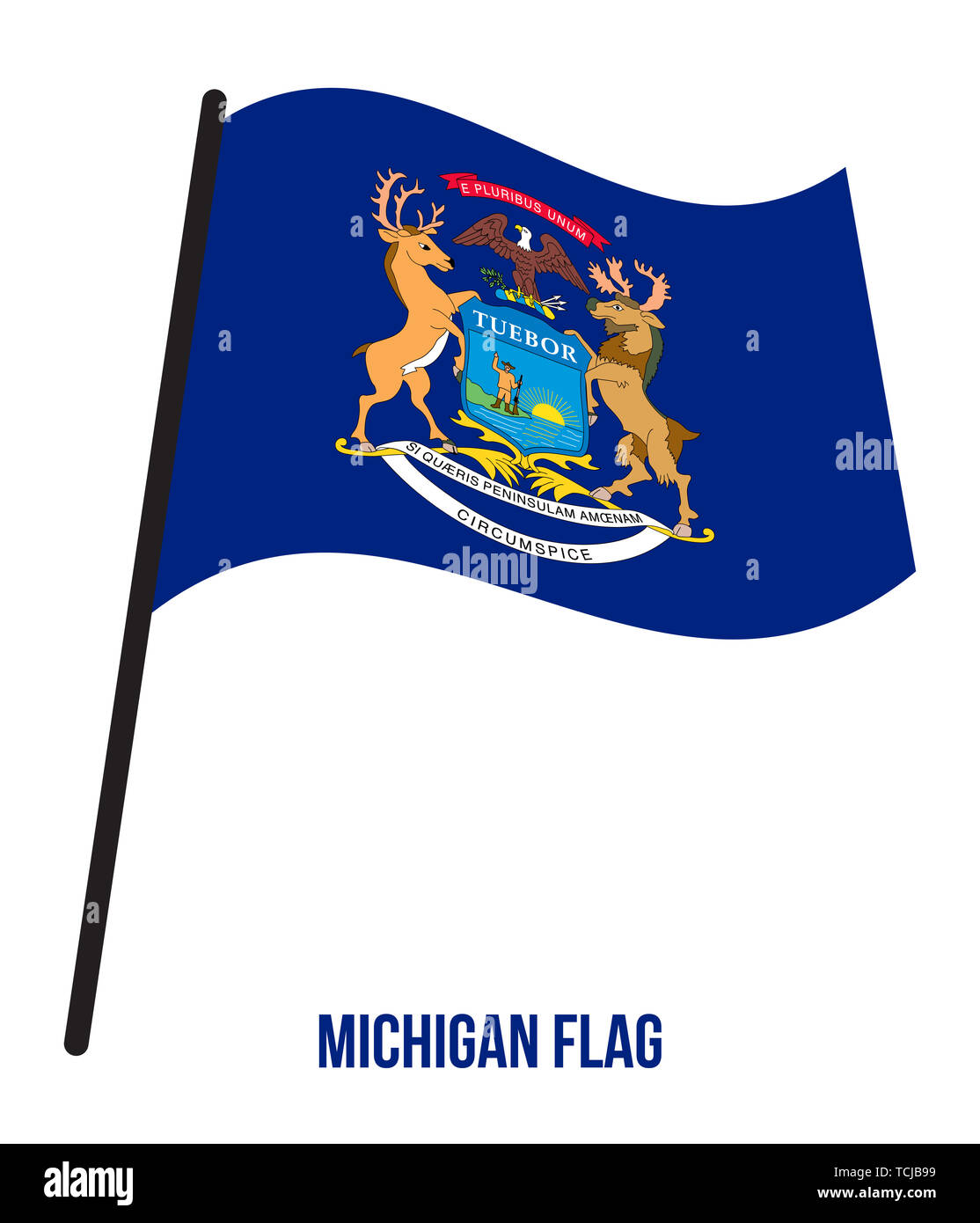 Michigan U S State Flag Waving Vector Illustration On White Michigan Us State Flag Waving Vector Illustration On White Background Flag Of The United States Of America TCJB99