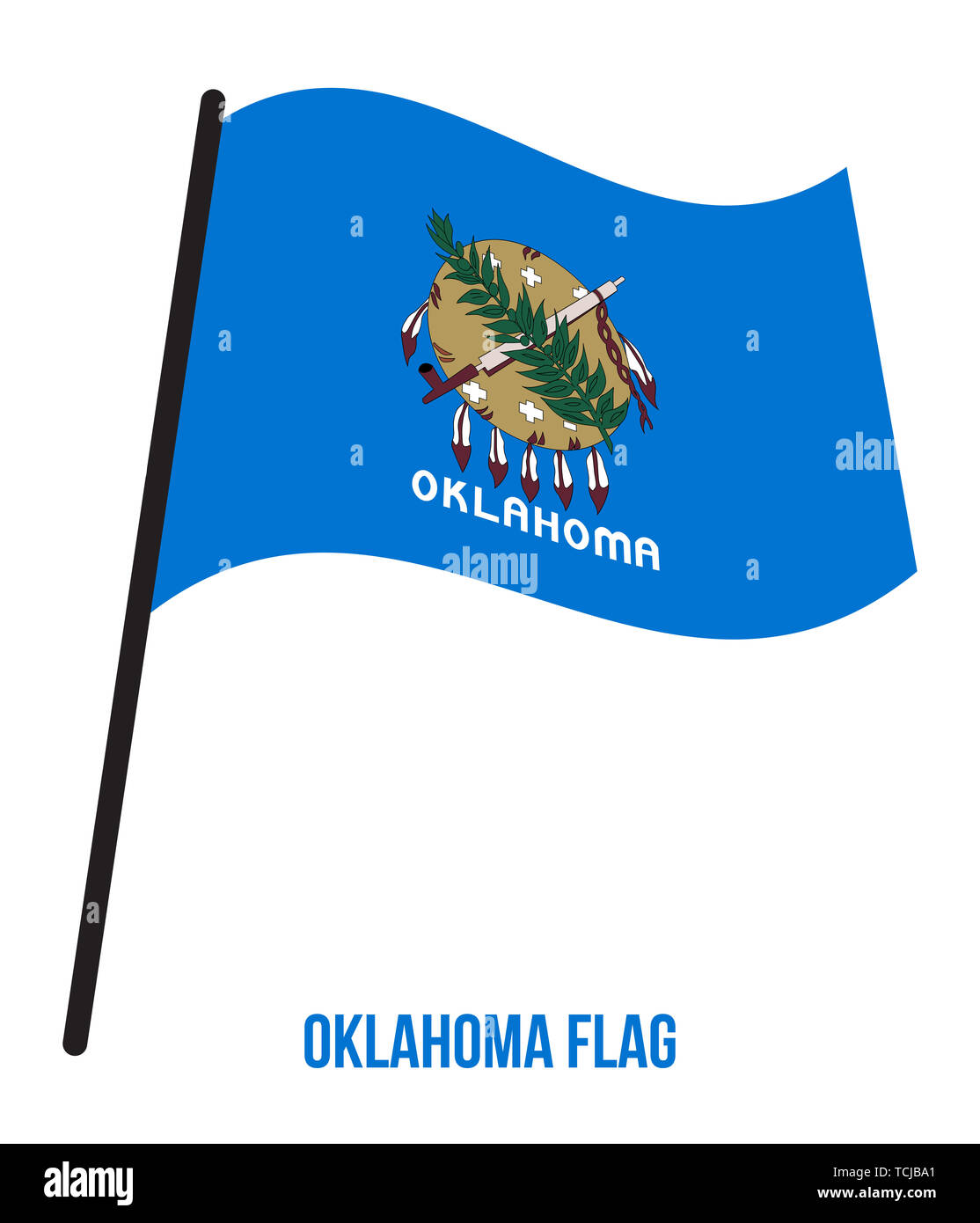 Oklahoma (U.S. State) Flag Waving Vector Illustration on White Background. Flag of the United ...