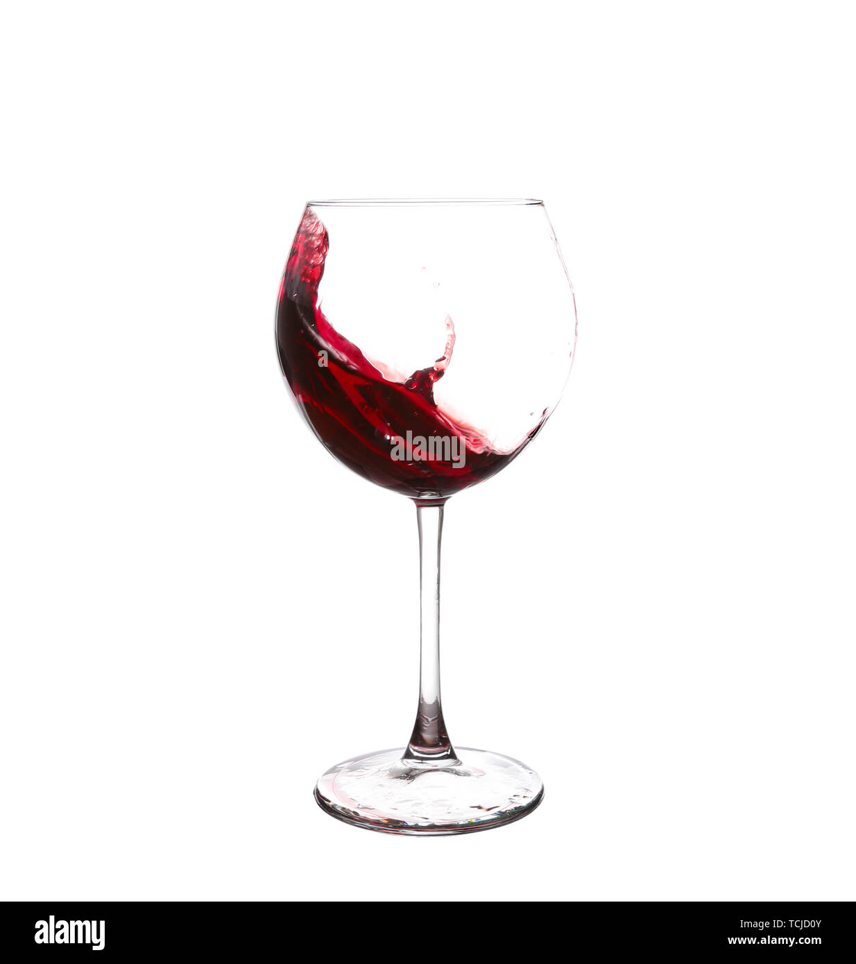 red wine glass on a white background Stock Photo - Alamy