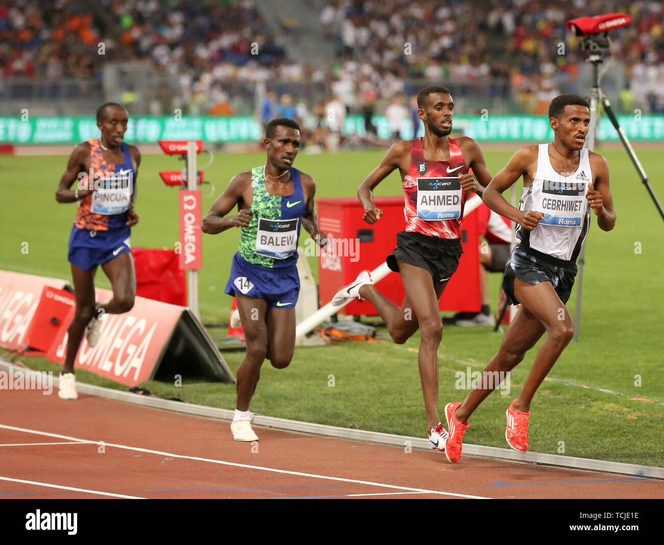 ROME, ITALY - JUN 06: Hagos Gebrhiwet of Ethiopia competes in the Men 5000m event during the IAAF Diamond League 2019 Golden Gala Pietro Mennea in Rom Stock Photo