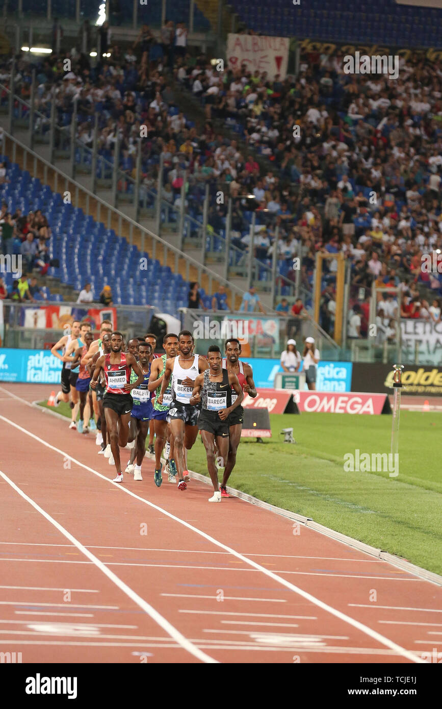 ROME, ITALY - JUN 06: Selemon Barega of Ethiopia competes in the Men 5000m event during the IAAF Diamond League 2019 Golden Gala Pietro Mennea in Rome Stock Photo