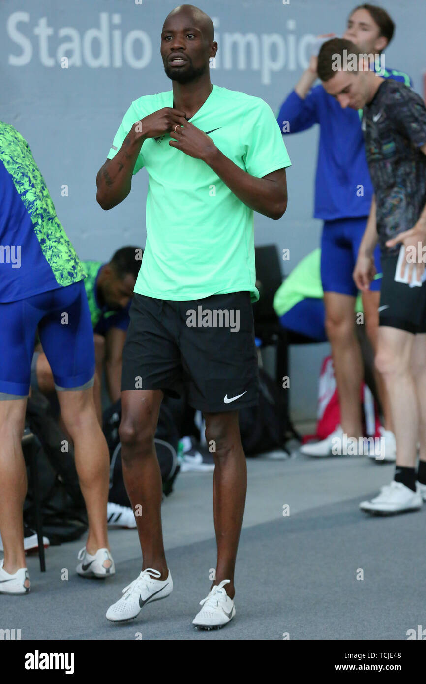 ROME, ITALY - JUN 06: Nijel Amos of Botswana prepares to compete in the Men 800m event during the IAAF Diamond League 2019 Golden Gala Pietro Mennea i Stock Photo