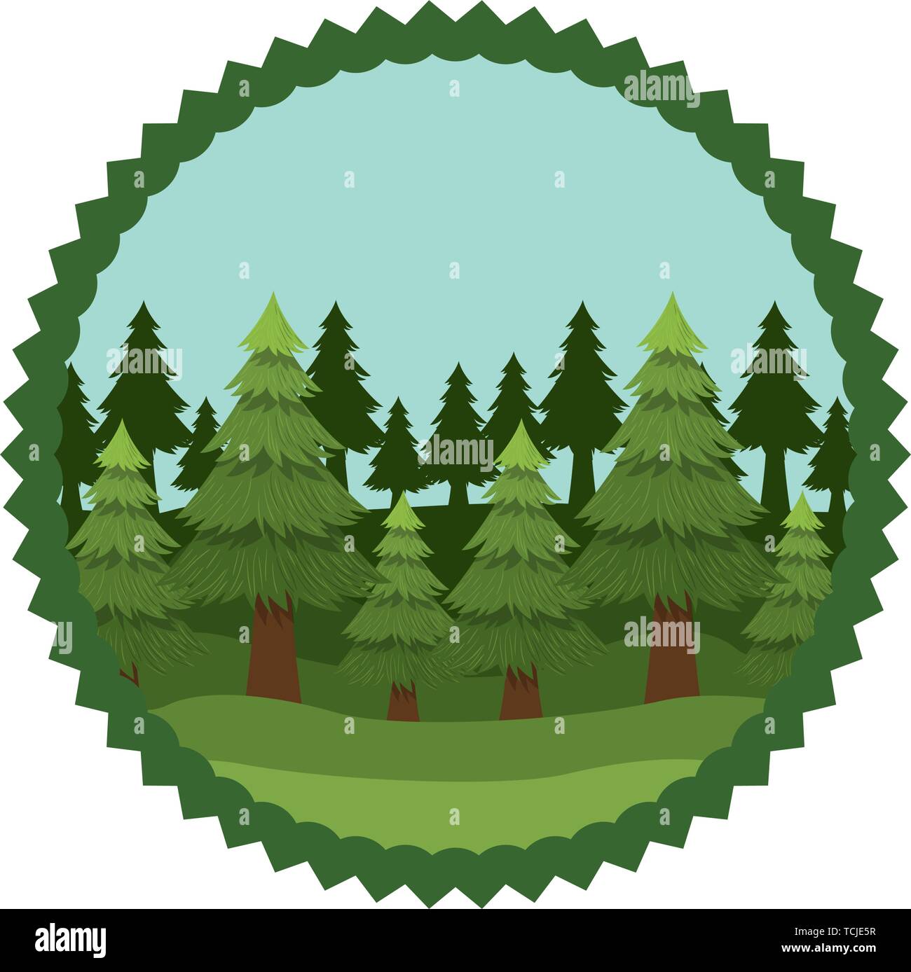 Isolated pine trees inside seal stamp design Stock Vector Image & Art ...