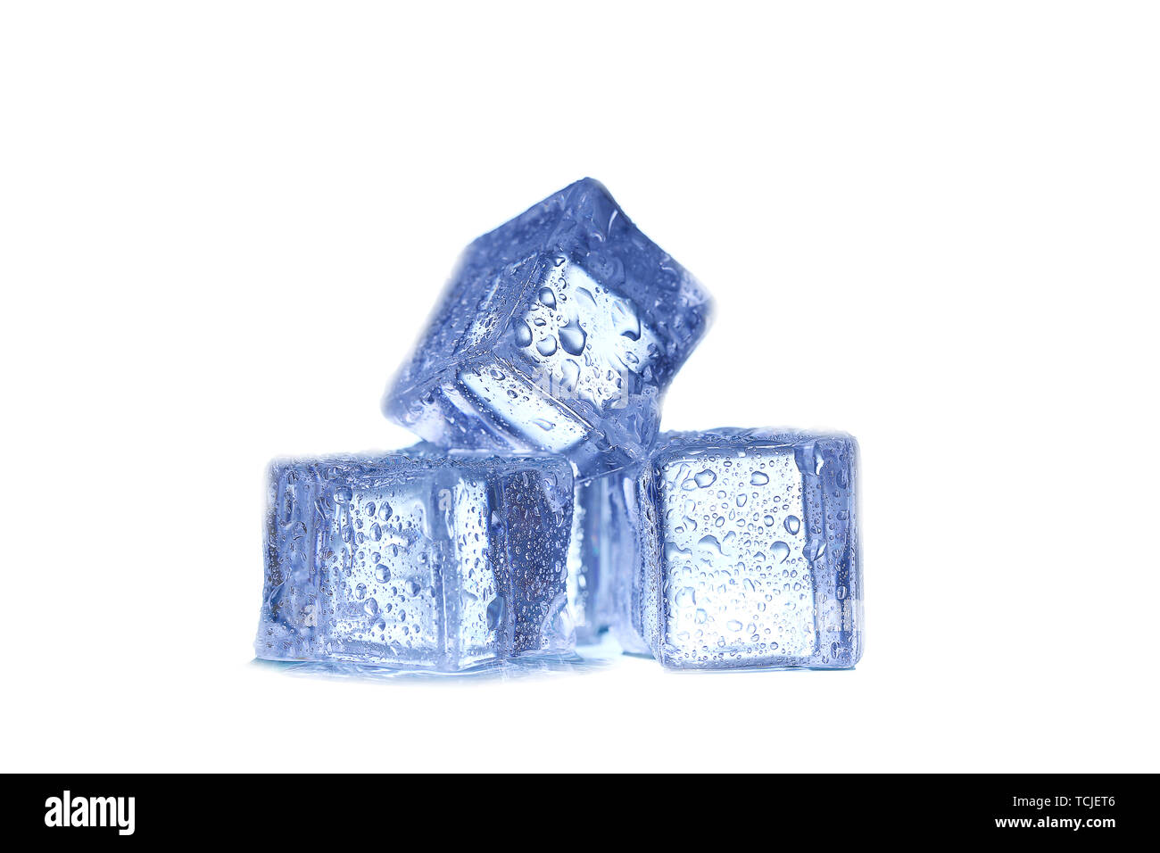 Ice cubes on white background Stock Photo - Alamy