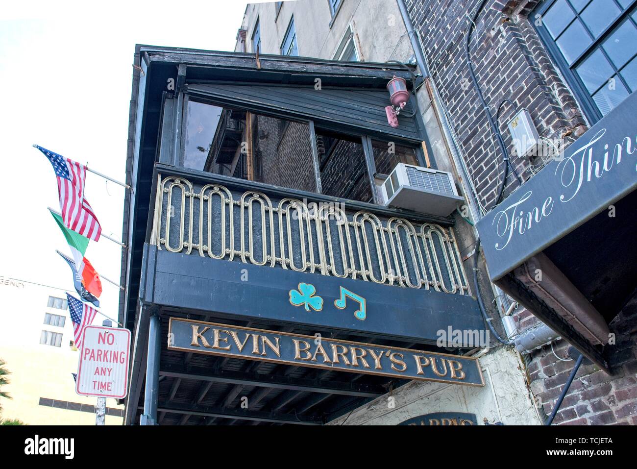 Exterior view of Kevin Barry's Pub and restaurant in the Historic District of Savannah, Georgia USA Stock Photo