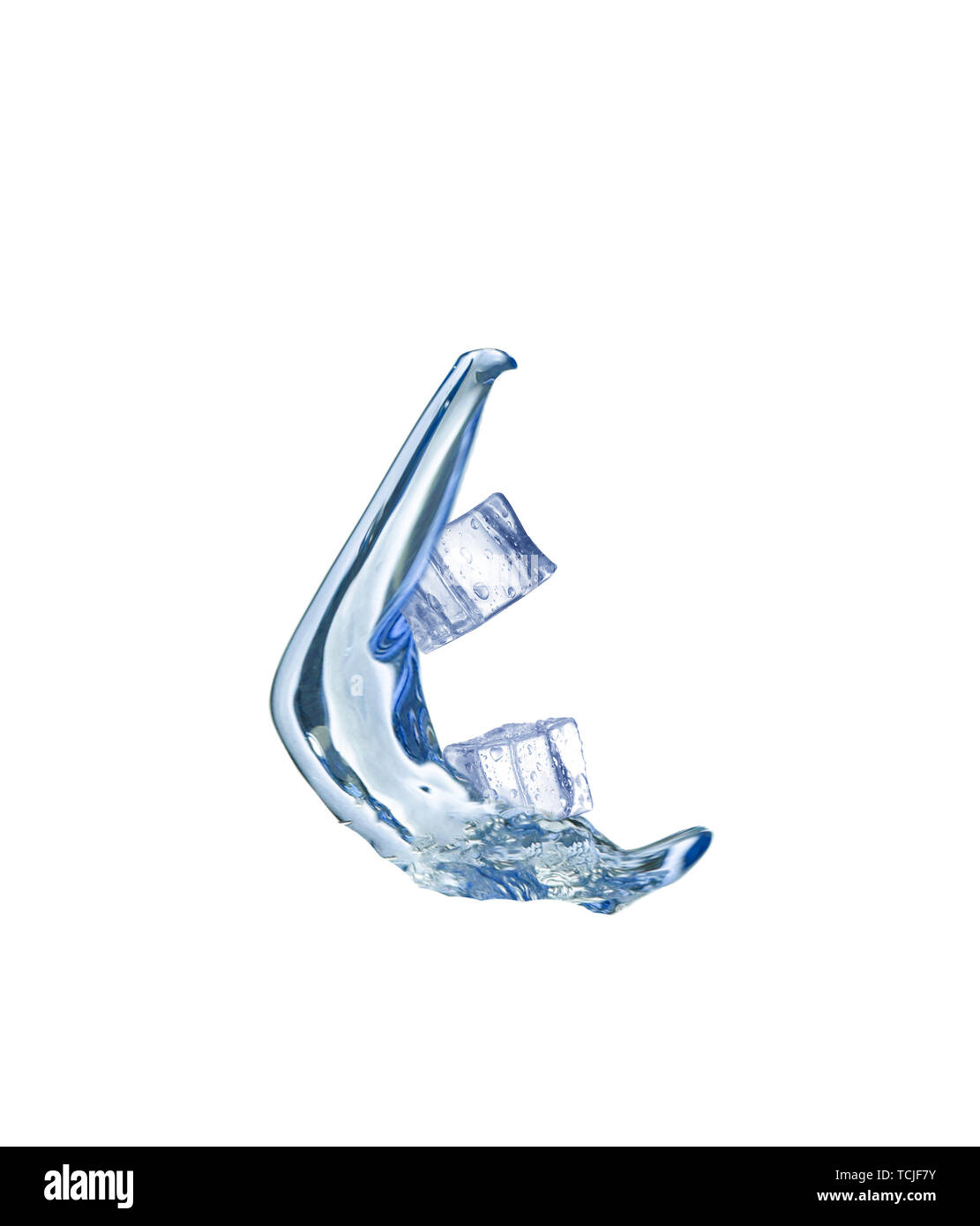ice cubes drop into water creating splash Stock Photo - Alamy