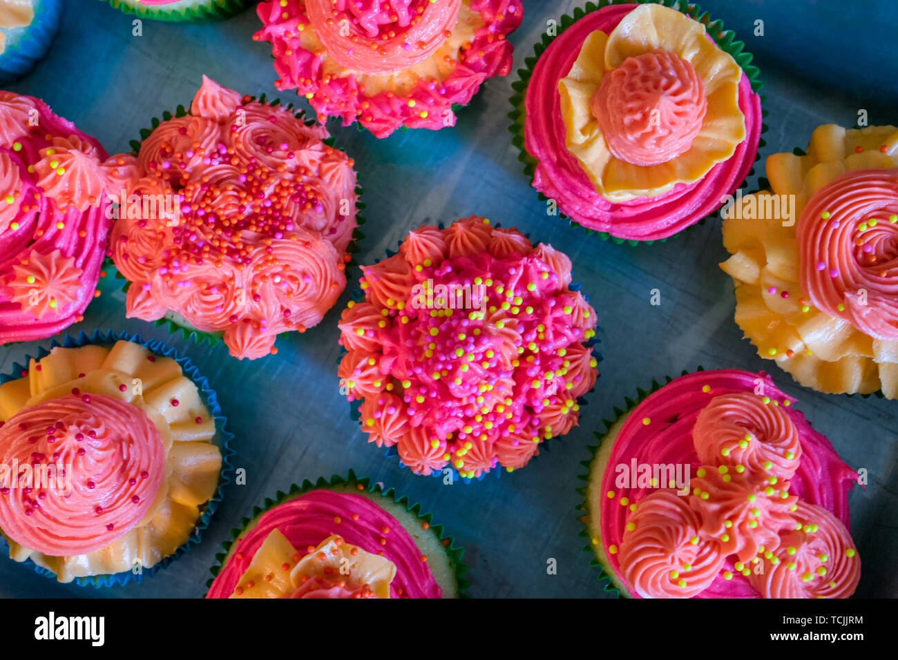 Homemade cupcakes with decorative frosting Stock Photo Alamy