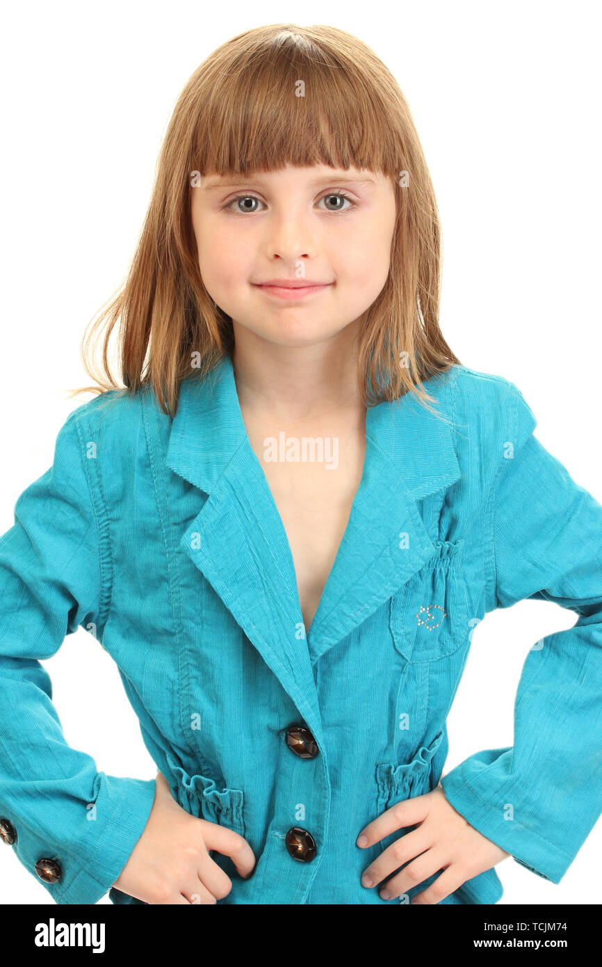 Portrait of sweet little girl isolated on white Stock Photo - Alamy