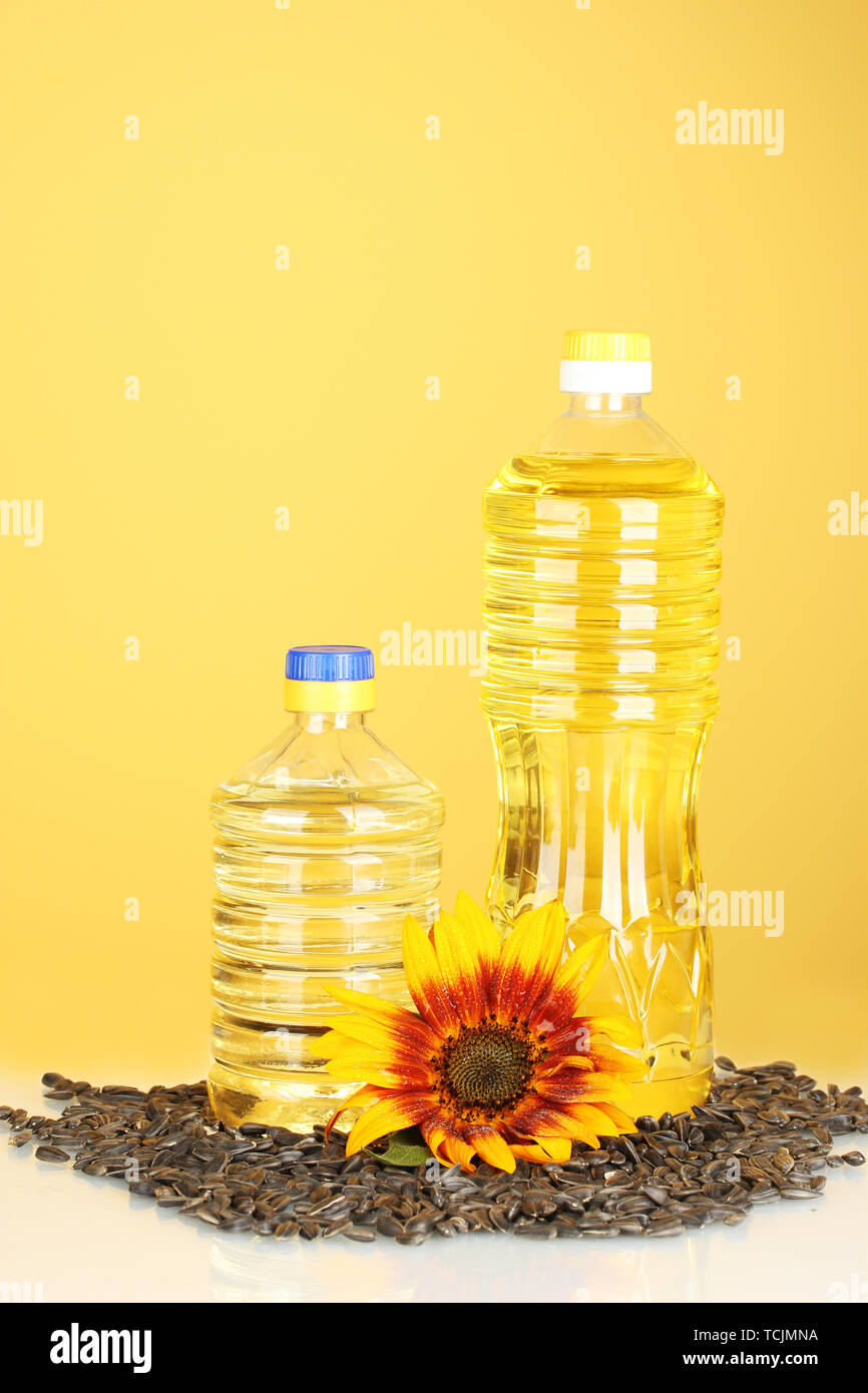 Download Sunflower Oil In A Plastic Bottles On Yellow Background Stock Photo Alamy Yellowimages Mockups