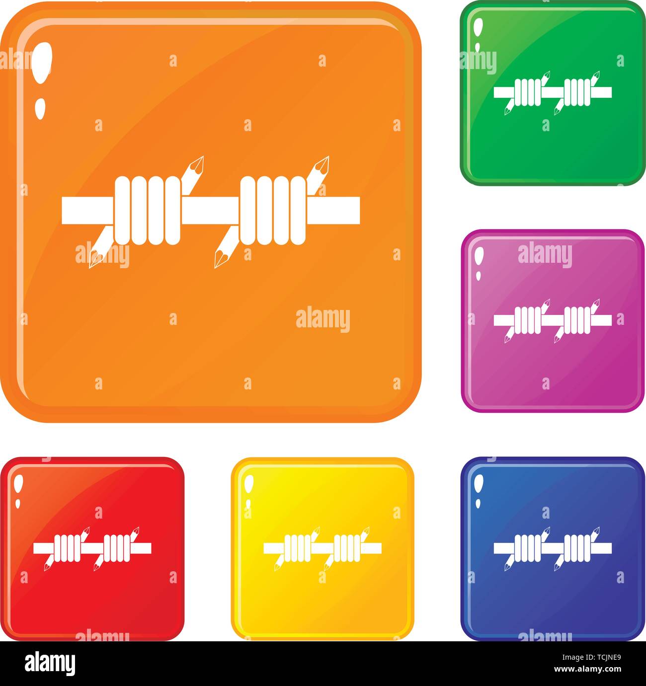 Barbed wire icons set vector color Stock Vector