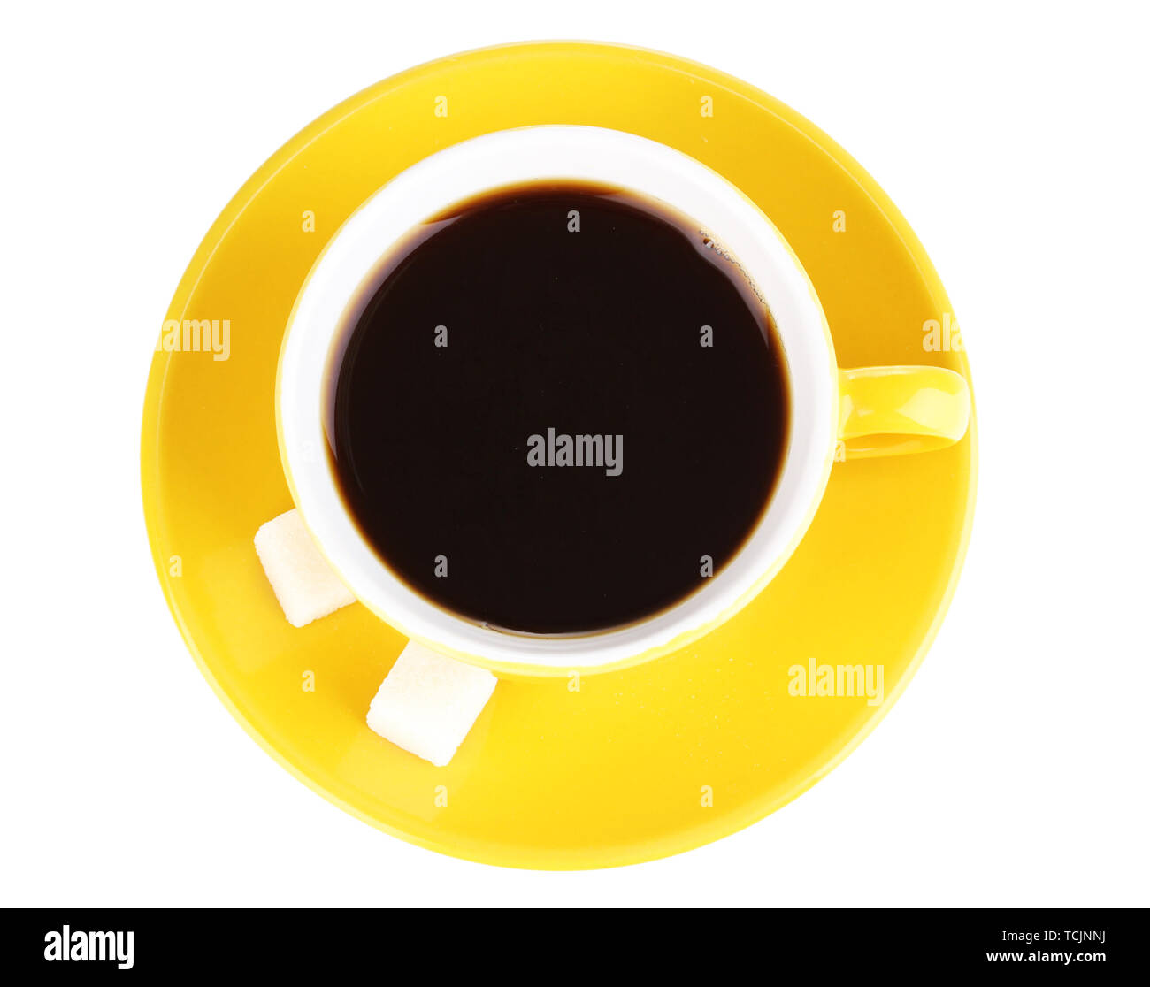 Yellow cup and saucer isolated on white Stock Photo Alamy