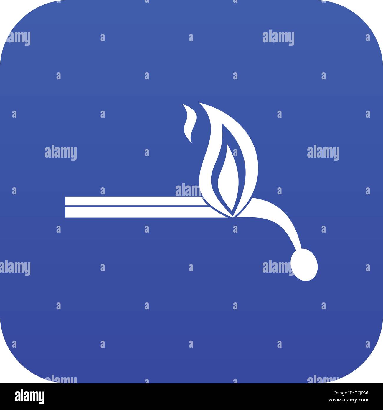 Burning match icon digital blue Stock Vector