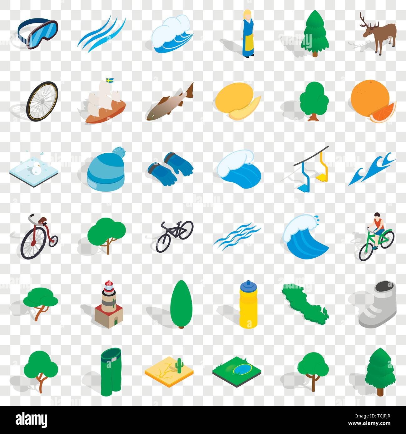 Watermelon icons set, isometric style Stock Vector