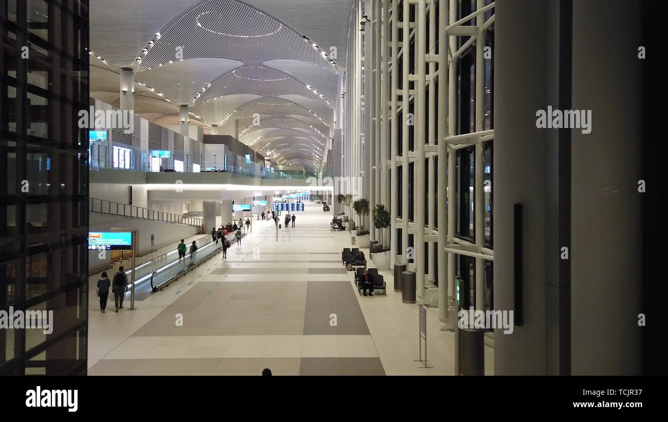 Istanbul, Turkey - May 7, 2019: transfer hall of new Istanbul International Airport, Istanbul Yeni Havalimani. Operating from October 2018 for Turkish Stock Photo