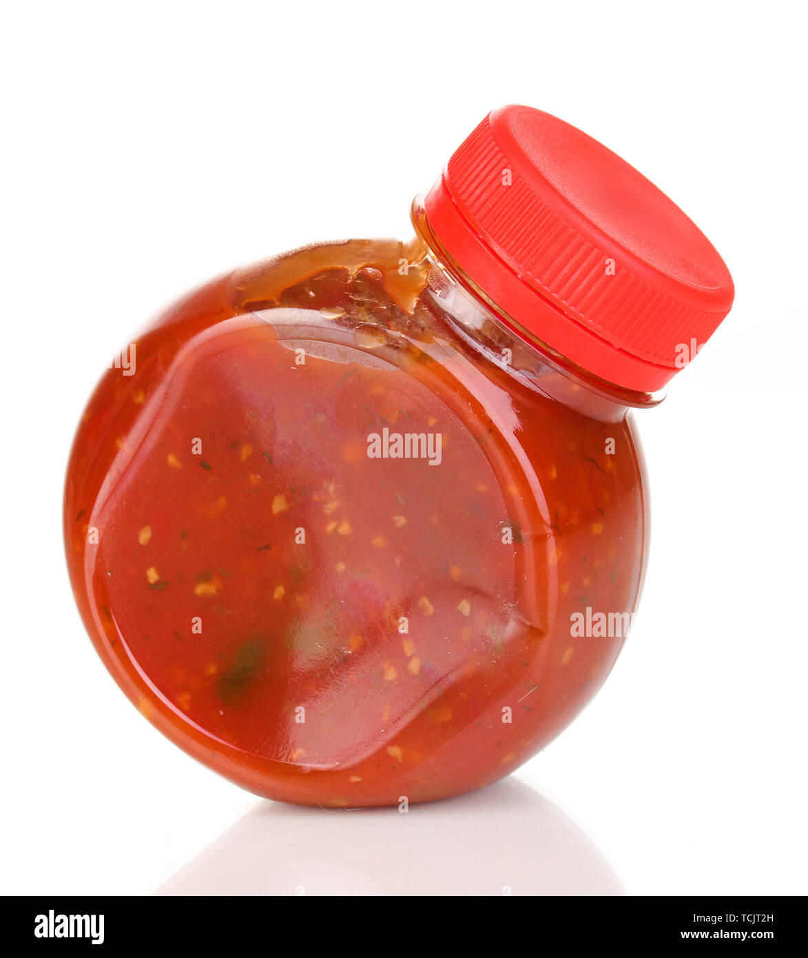 Tomato sauce in bottle isolated on white Stock Photo - Alamy
