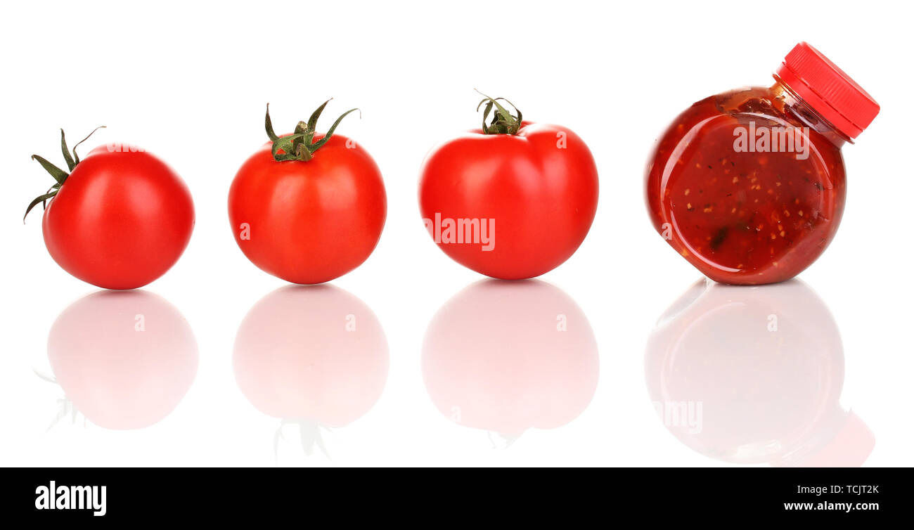 Tomato sauce in bottle isolated on white Stock Photo - Alamy
