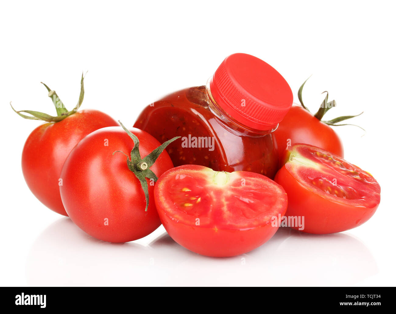 Tomato sauce in bottle isolated on white Stock Photo - Alamy