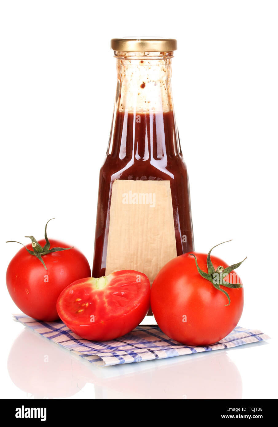 Tomato sauce in bottle isolated on white Stock Photo - Alamy