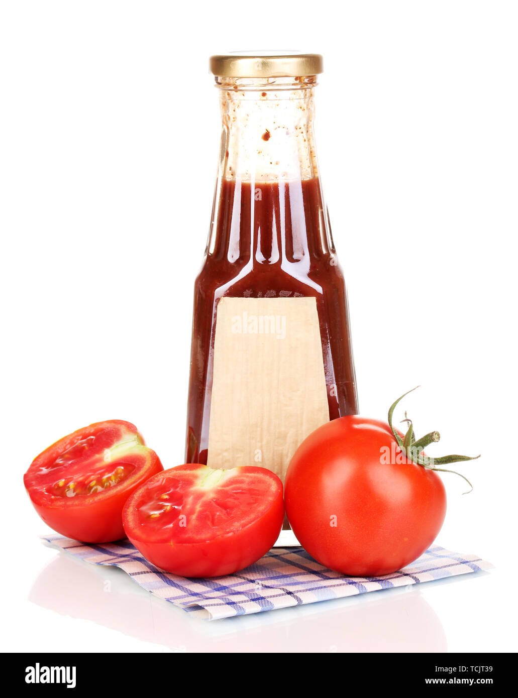 Tomato sauce in bottle isolated on white Stock Photo - Alamy