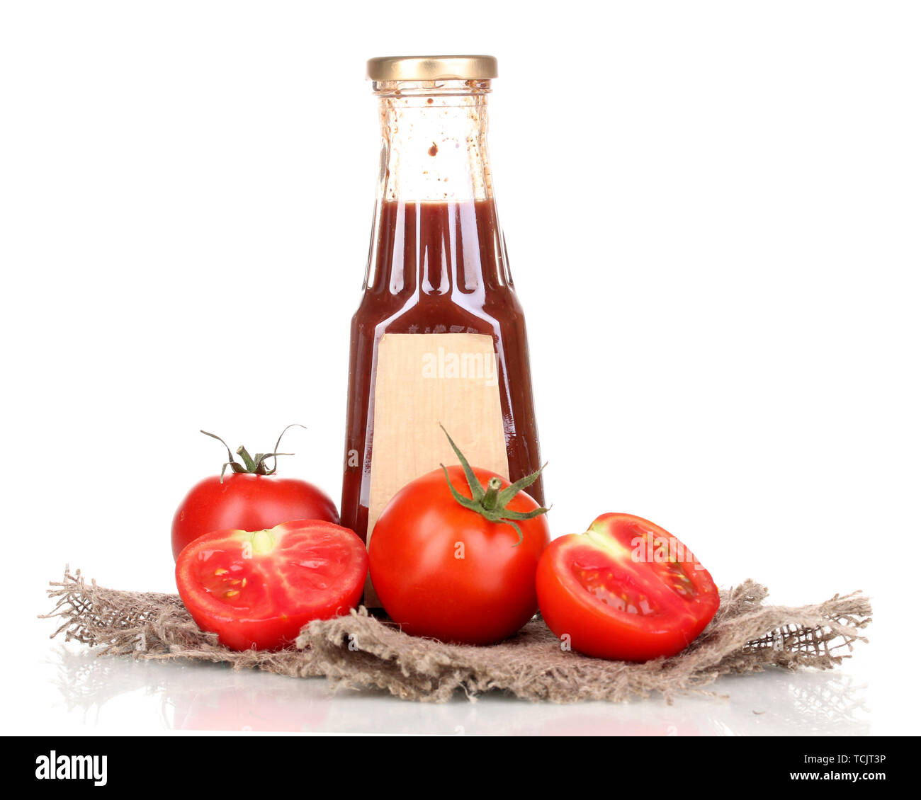 Tomato sauce in bottle isolated on white Stock Photo - Alamy