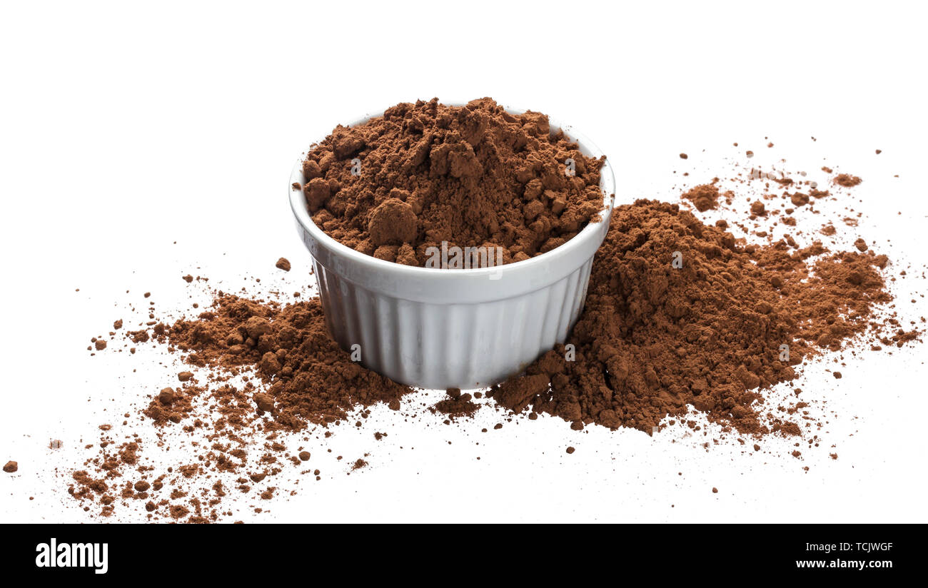 Pile of cocoa powder isolated on white background Stock Photo