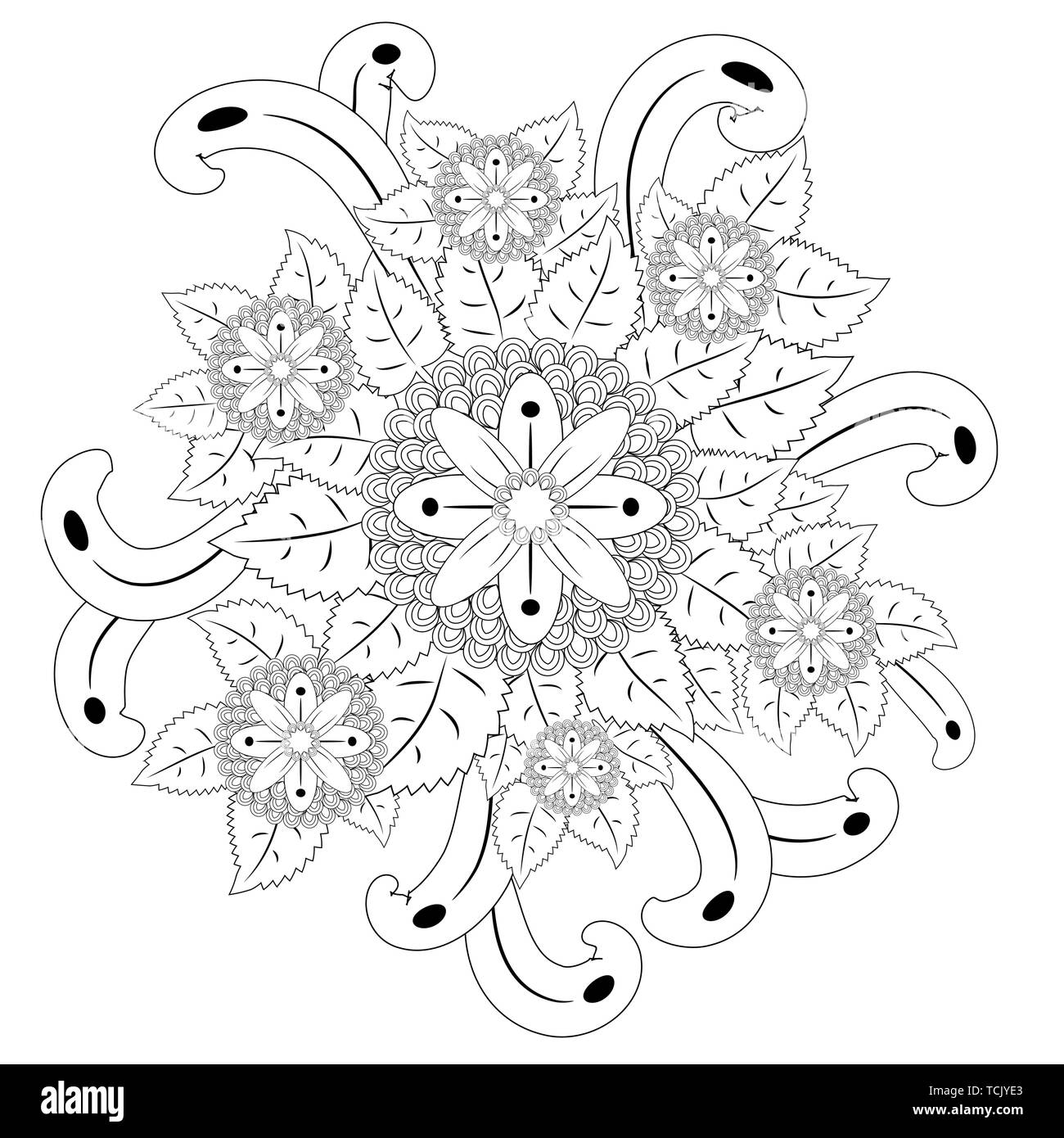 Doodle art flowers. Zentangle floral pattern. Hand-drawn herbal design ...