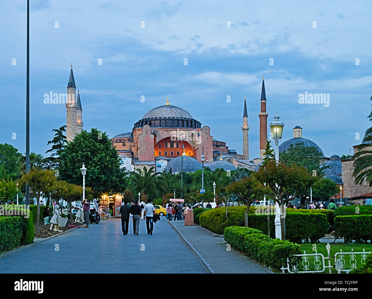 Istanbul, Turkey - 05/24/2010: People commuting outside Hagia Sofia. Stock Photo