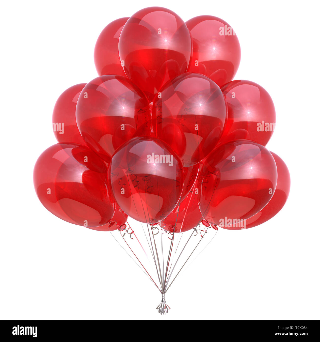 Colorful red balloon bunch shiny, birthday party decoration sparkling,  helium balloons glossy. Happy holiday, anniversary celebration, fun symbol.  3d Stock Photo - Alamy