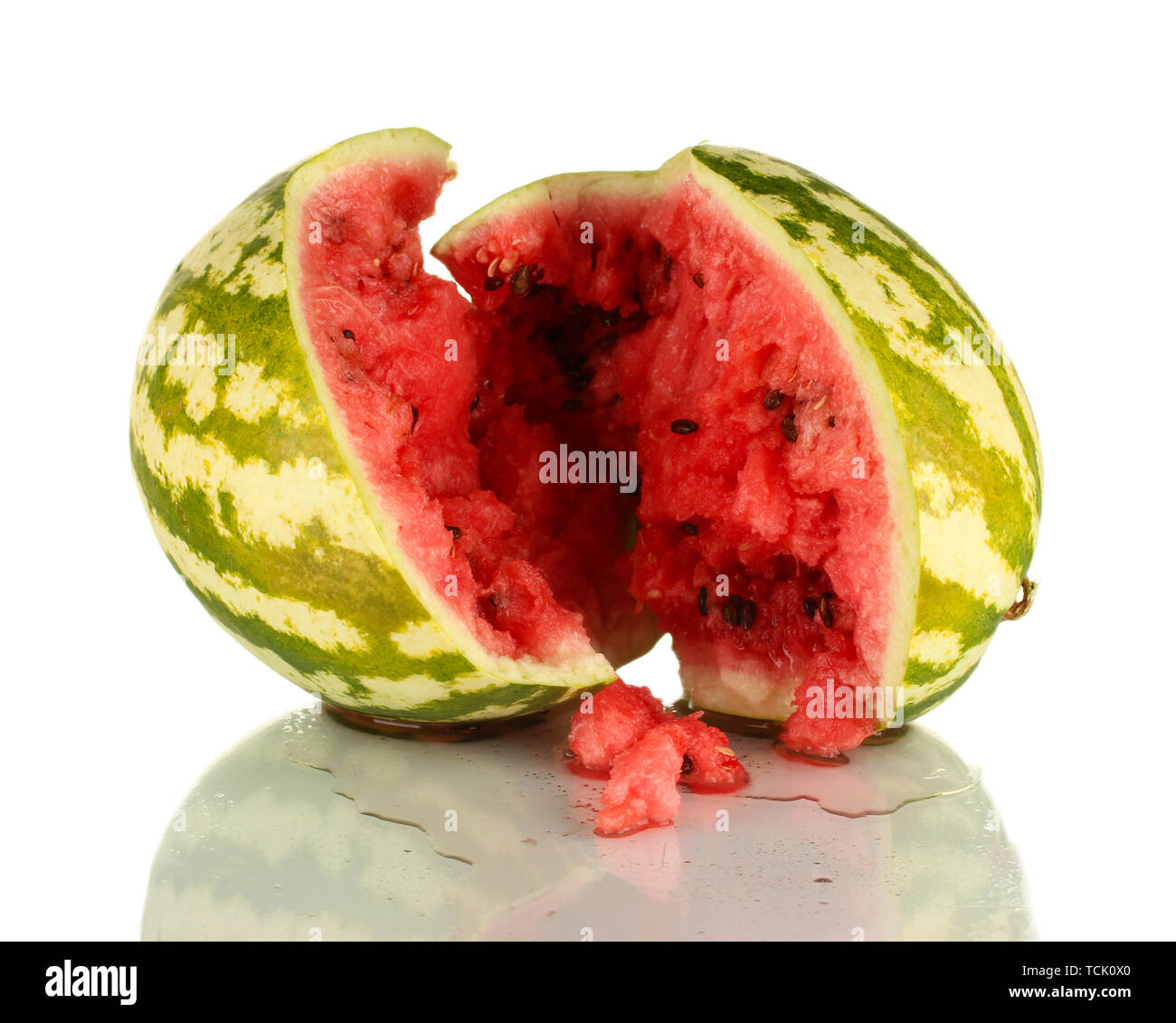 broken watermelon isolated on white Stock Photo - Alamy