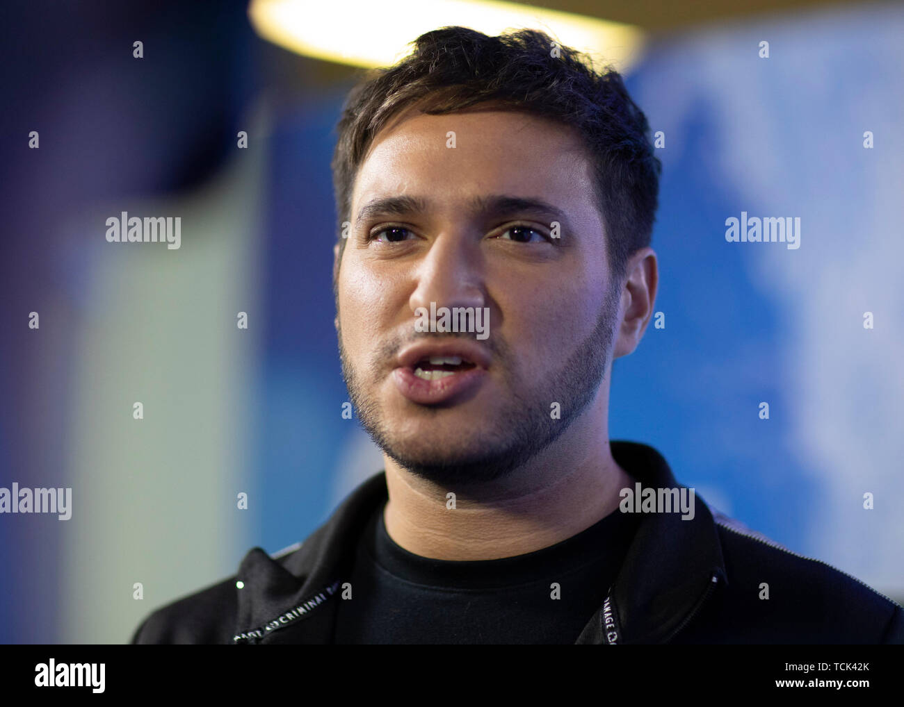 Jonas Blue in the on air studio during Capital's Summertime Ball. The world's biggest stars perform live for 80,000 Capital listeners at Wembley Stadium at the UK's biggest summer party. Stock Photo