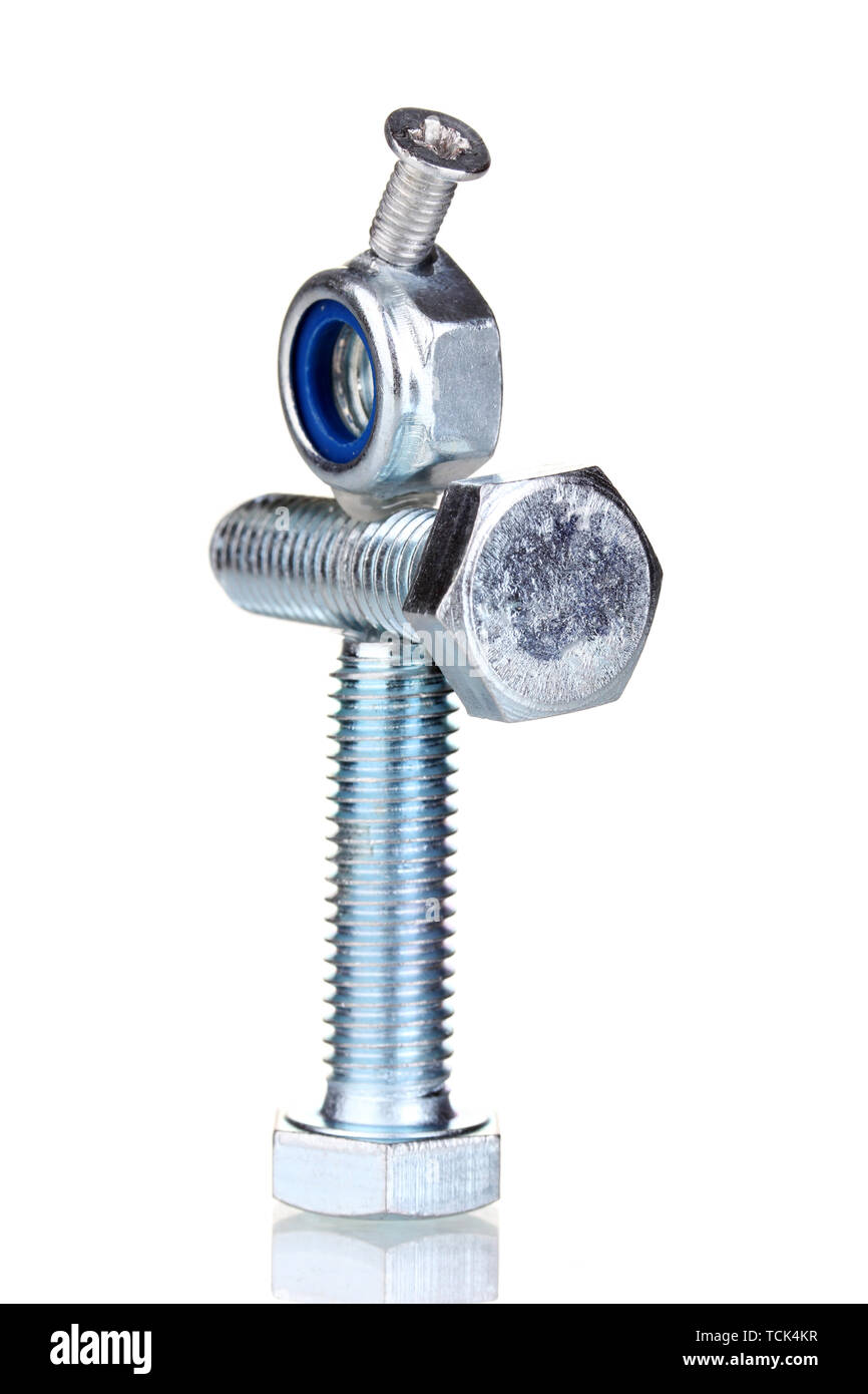 Stack of balanced screws isolated on white Stock Photo Alamy