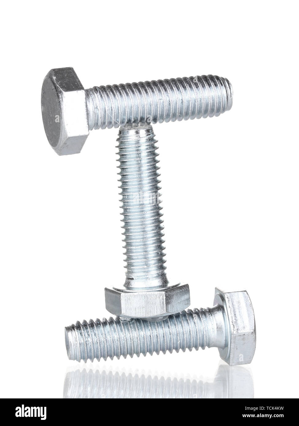 Stack of balanced screws isolated on white Stock Photo Alamy