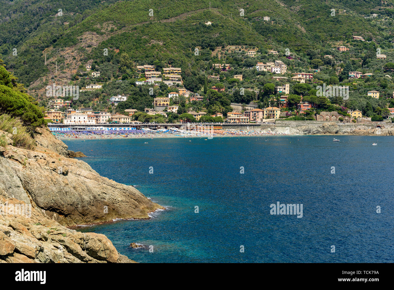 Bonassola Village With Beach Mediterranean Sea And Coastline